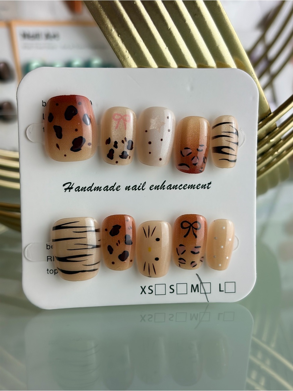 Handmade Neutral & Brown Animal Print Press-On Nails Medium